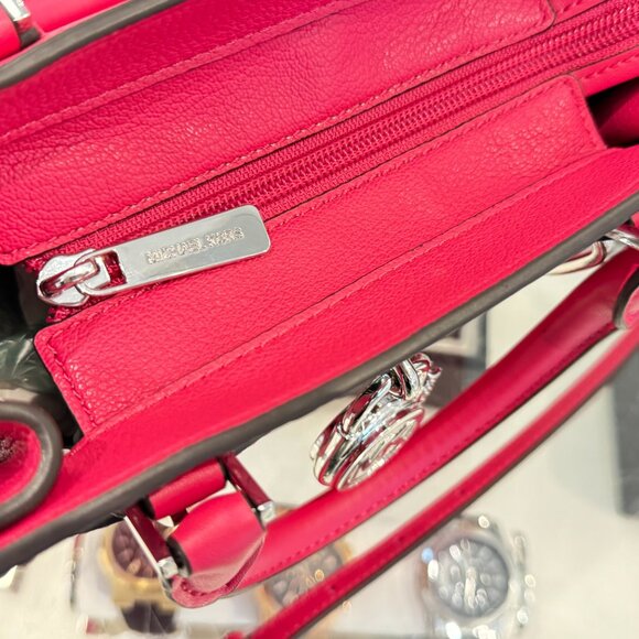 Michael Kors Hamilton Small Satchel Shoulder Bag MK Electric Pink Multi Exotic - Picture 11 of 15